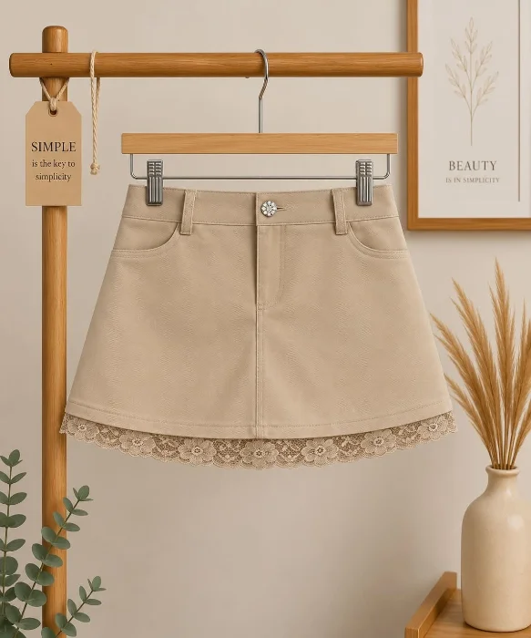 Shorts Pollera Sastrera con Puntilla