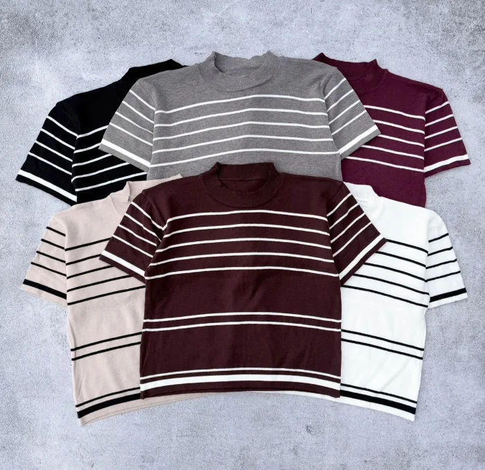 Remera Hilo Rayada Manga Corta