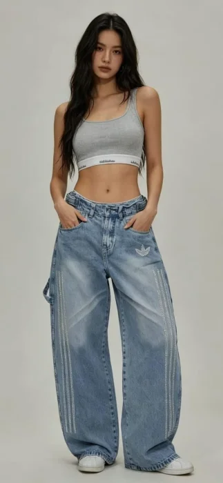 Jeans Baggy Adi con Strass