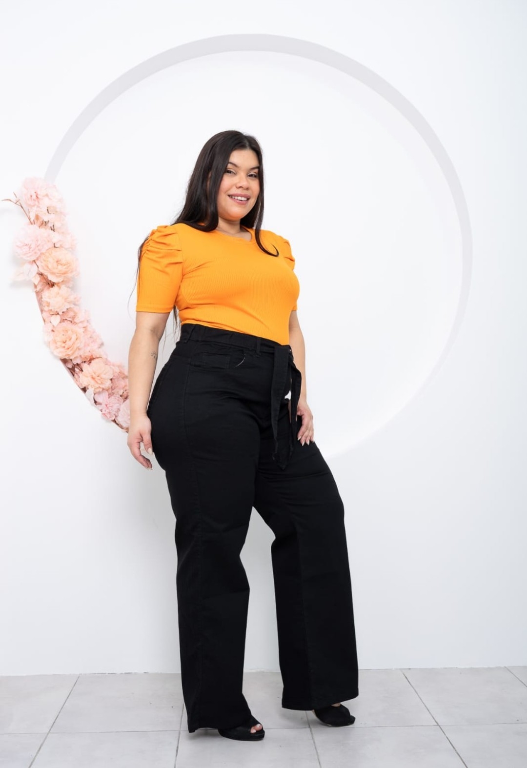 Jeans Wide Leg Lazo Negro - Imagen 2