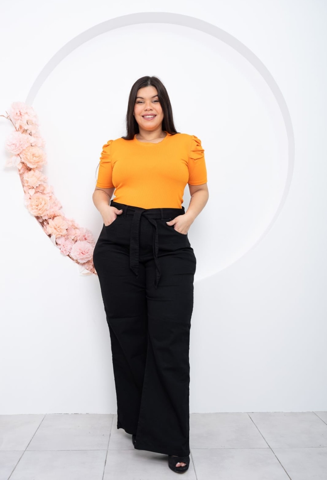 Jeans Wide Leg Lazo Negro - Imagen 3