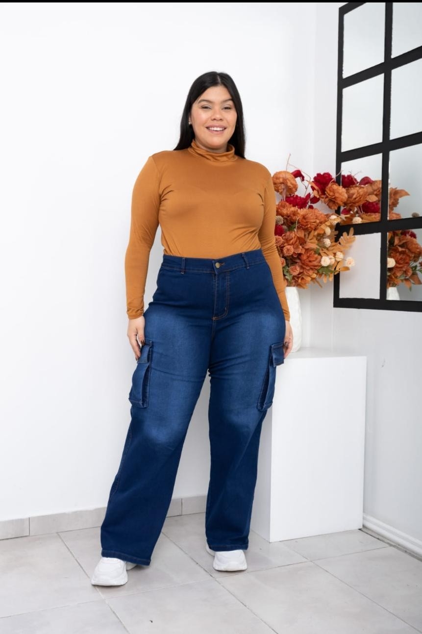 Jeans Wide Leg Azul con Cargo - Imagen 2