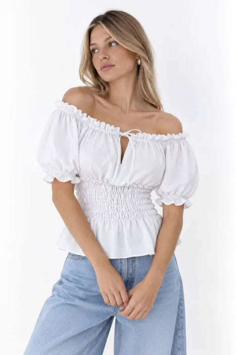 Blusa Frunce Escote V