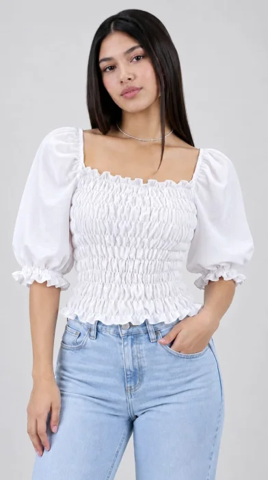 Blusa Frunce Manga Princesa