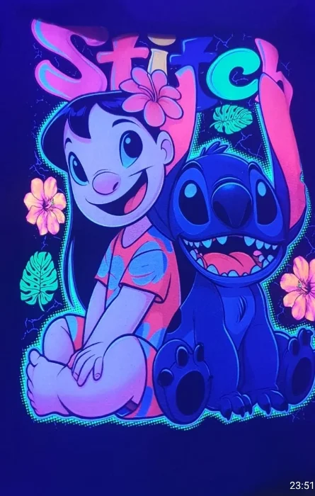 Lylo Stitch Remeras de Niña Brillan en Oscuridad