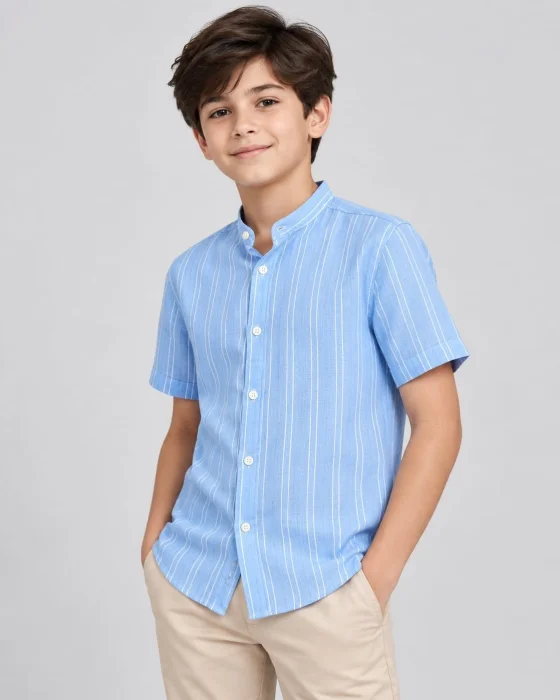 Camisas de Lino Rayas Cuello Mau