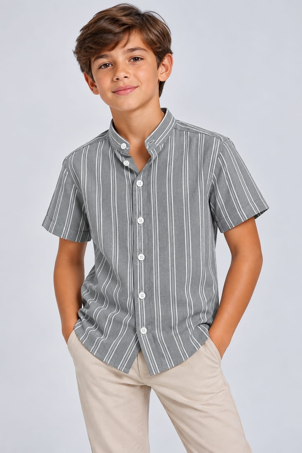 Camisas de Lino Rayas Cuello Mau - Imagen 2