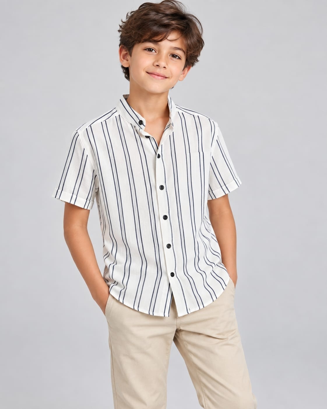 Camisas de Lino Rayas Cuello Mau - Imagen 4