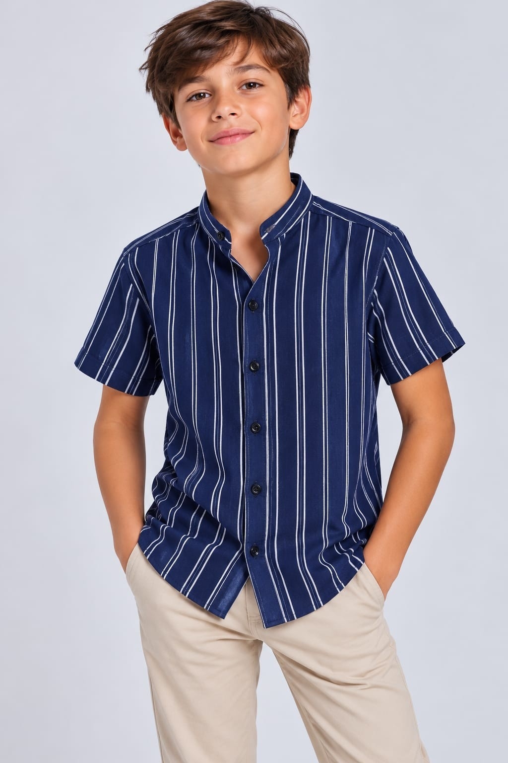 Camisas de Lino Rayas Cuello Mau - Imagen 5