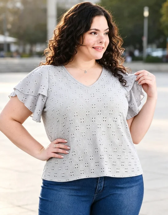 Blusa Brodery Manga Tulipán