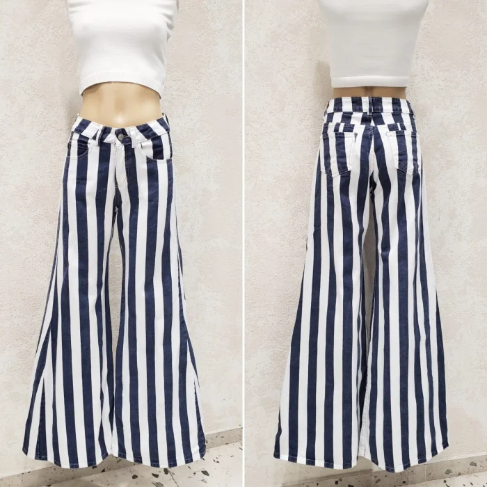 Mega Wide Rayado Color Azul  Tela Rigida Premium