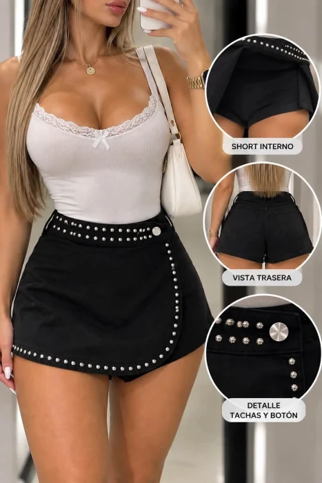 Short Pollera Tachas(leer Descripción)