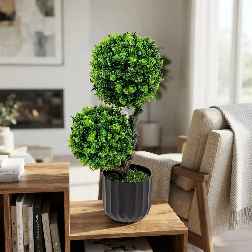Planta Artificial Diseño Topiario con Maceta Decorativa 42cm - Imagen 2