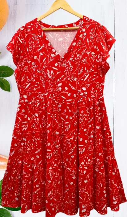 Vestido Cuello V Lino Espandex