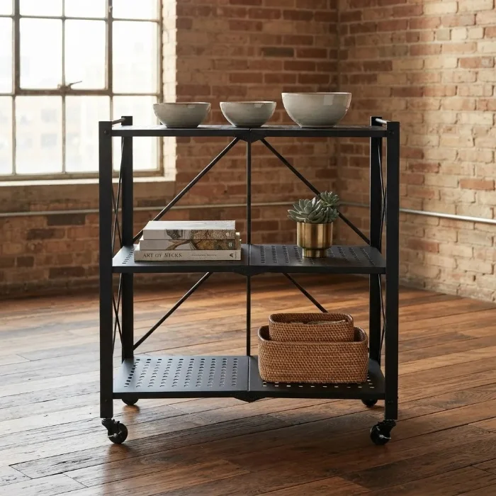 Estante Organizador Plegable 3 Niveles Metal con Ruedas