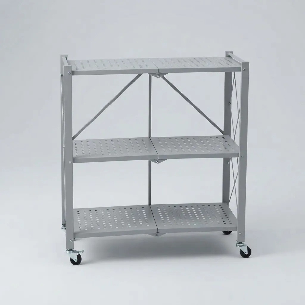 Estante Organizador Plegable 3 Niveles Metal con Ruedas - Imagen 3