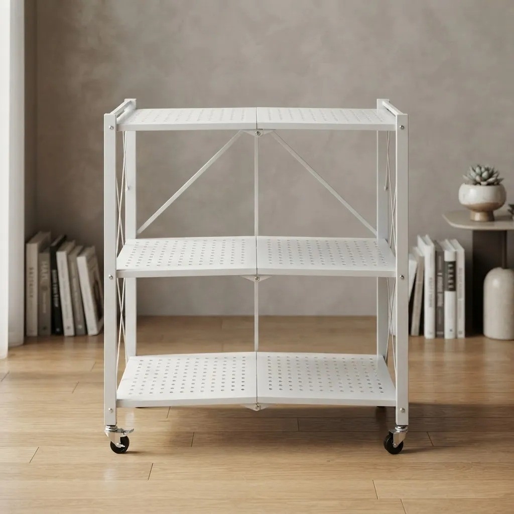 Estante Organizador Plegable 3 Niveles Metal con Ruedas - Imagen 6