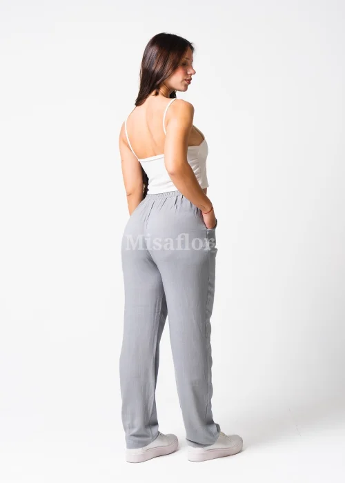 Pantalon Recto de Lino Liso