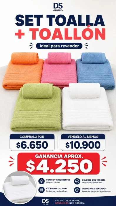 Juego de Toalla y Toallon Arciel 360g