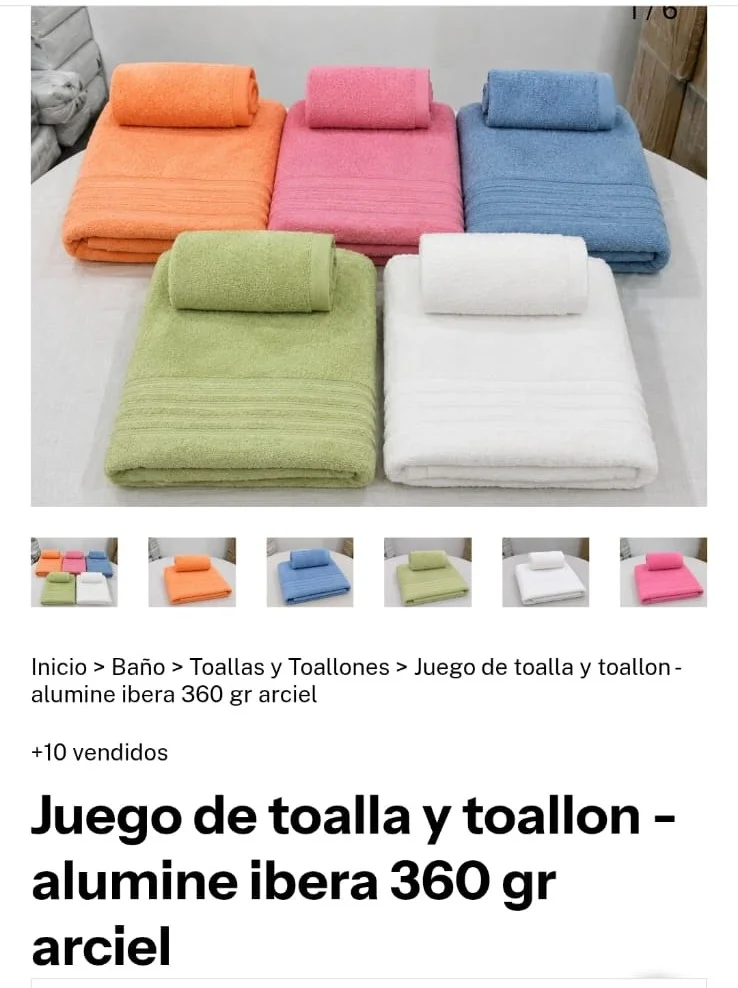 Juego de Toalla y Toallon Arciel 360g - Imagen 7