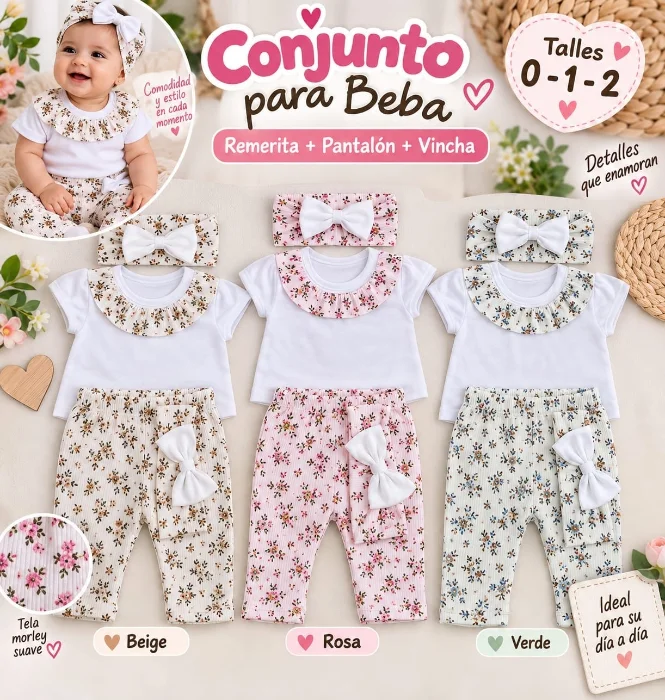 Conjunto 3 Piezas Floreado