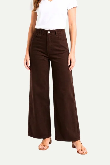 Wide Leg Elastizado Chocolate