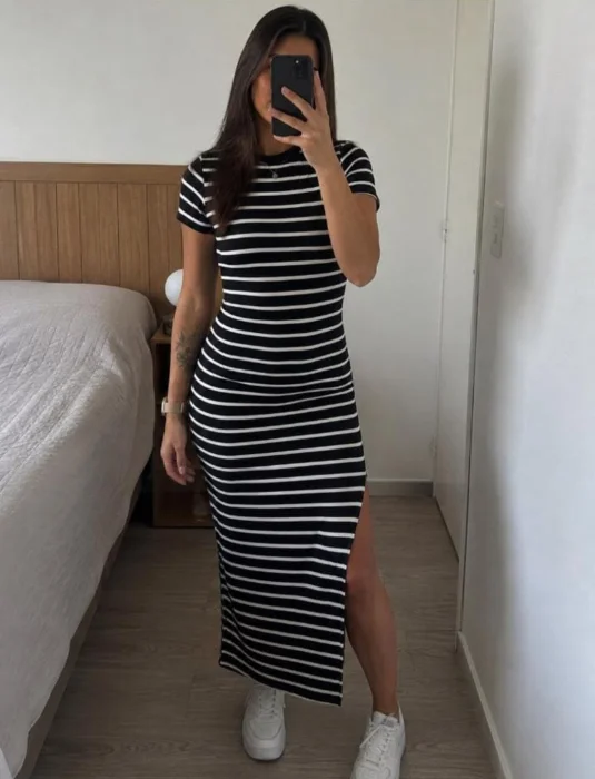 Vestido Rayado Largo