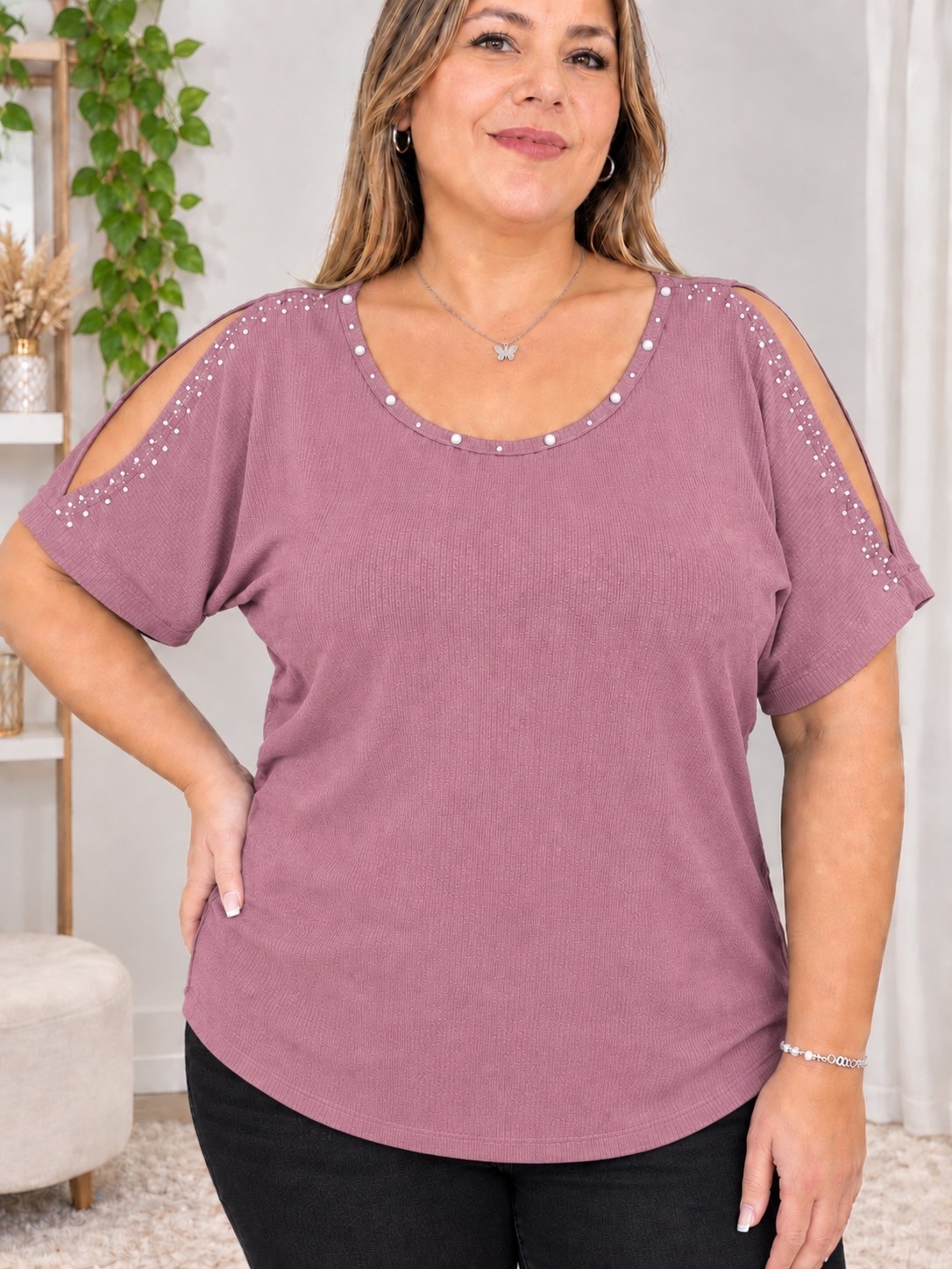 Remera Mariposa Strass y Perlas - Imagen 2