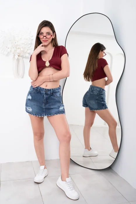 Short Pollera Nevado Azul Roto