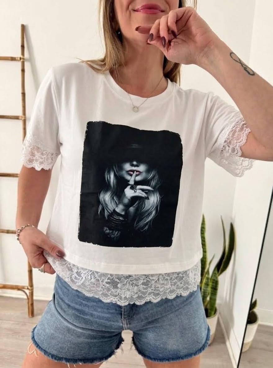 Remera Estampado con Puntilla - Imagen 2