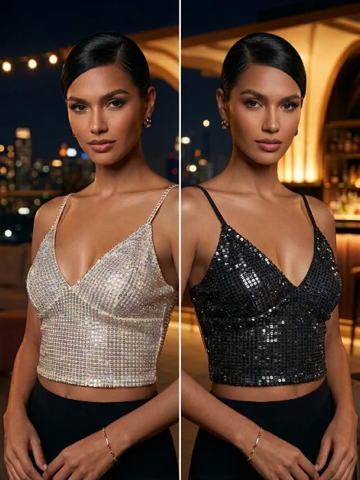 Top Transfer Brillos Mujer Noche