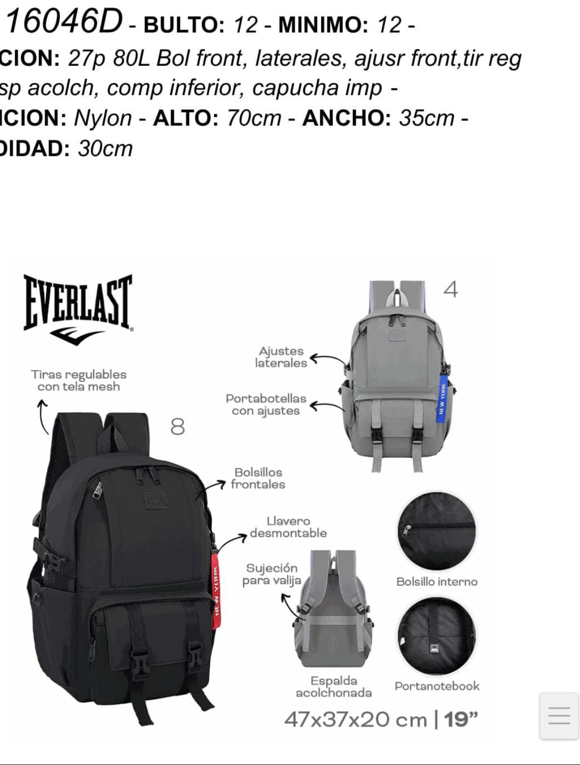 Mochila Engomada Everl... - Imagen 3