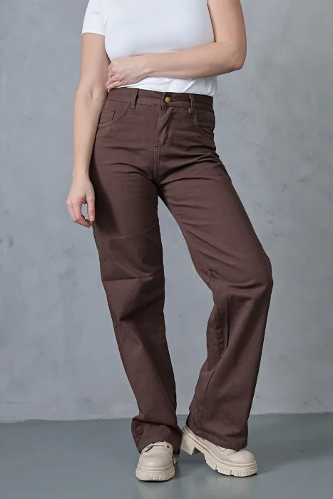 Wide Leg Chocolate! Rigido Tiro Alto