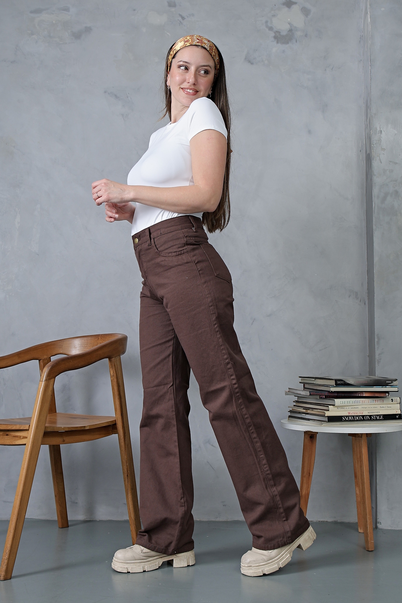 Wide Leg Chocolate! Rigido Tiro Alto - Imagen 3