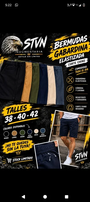 Liquidación!! Bermudas Gabardina Elástizada