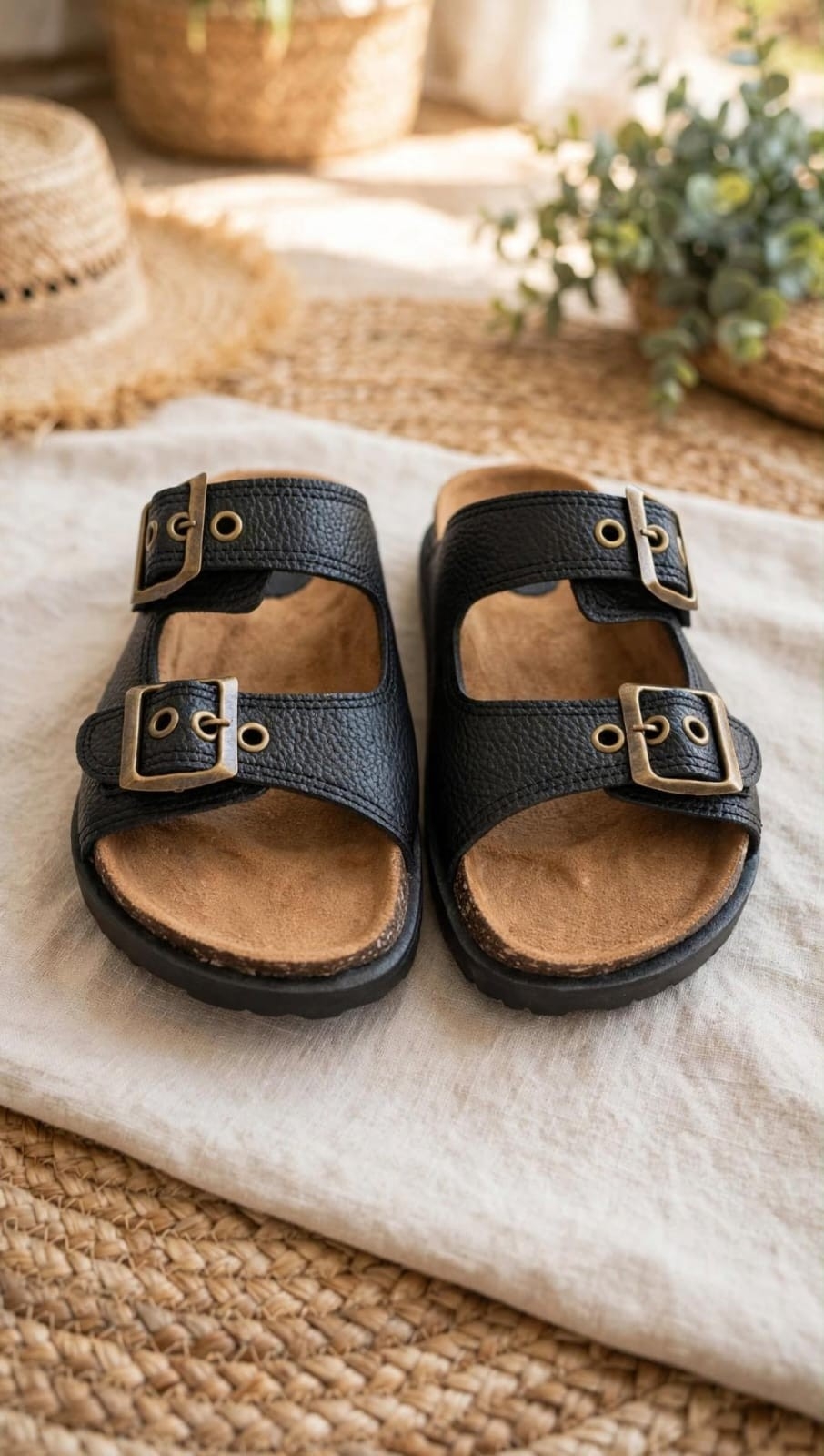 Sandalias Doble Hebilla Birk Denu Negro - Imagen 2