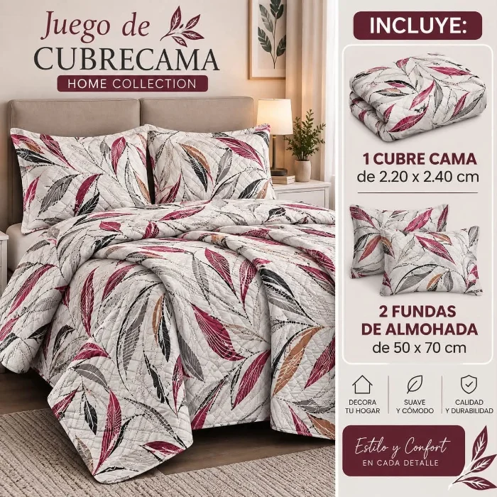 Cubrecama Com 2 Funda de Almohada