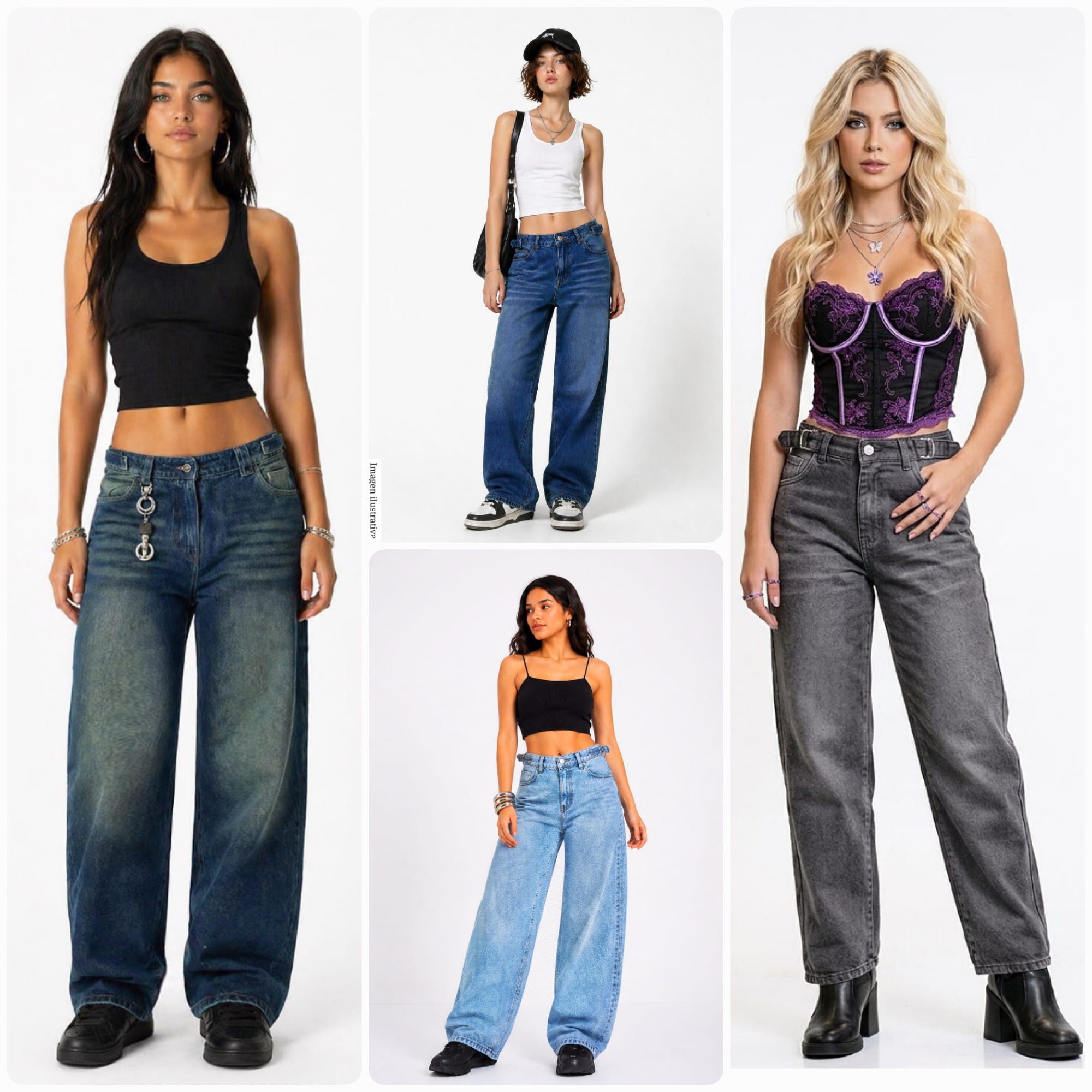 Promo Curva o Seis Unidades Colores Surtidos Jean Baggy Dama Regulador Hotsale Moda - Imagen 1