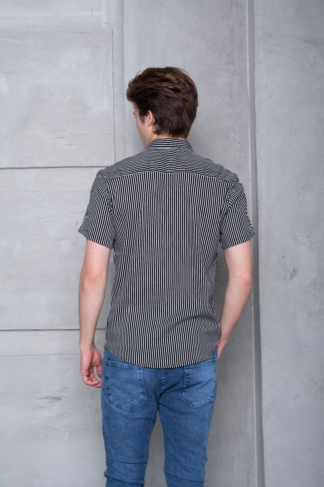 Camisa Lino Rayado Cuello Mao - Imagen 7