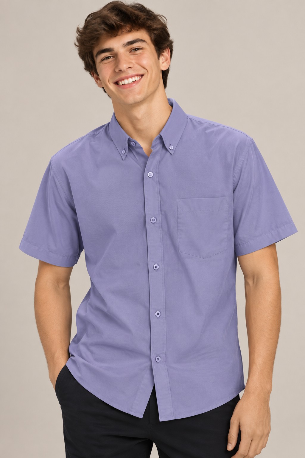 Camisa Liso Clásico Manga Corta - Imagen 2