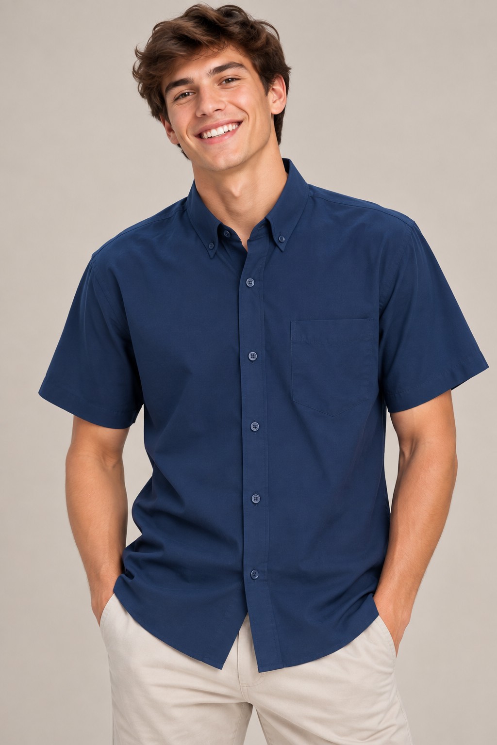 Camisa Liso Clásico Manga Corta - Imagen 3