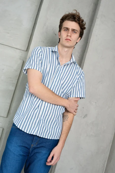 Camisa Rayado Algodón Tejido