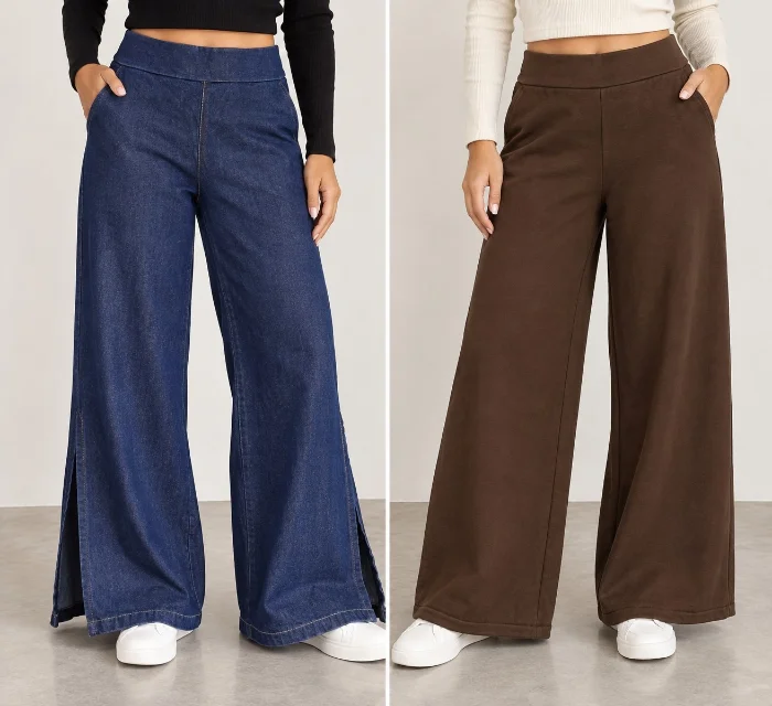 Palazzo Jeans y Gabardina con Tajo