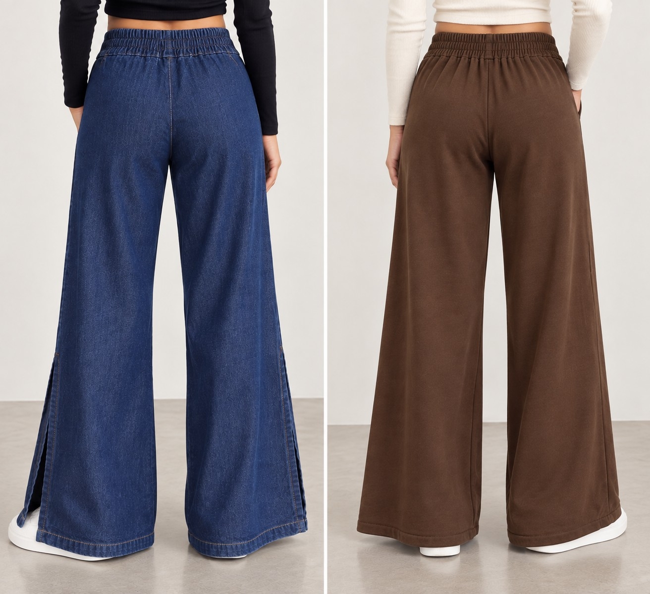 Palazzo Jeans y Gabardina con Tajo - Imagen 2