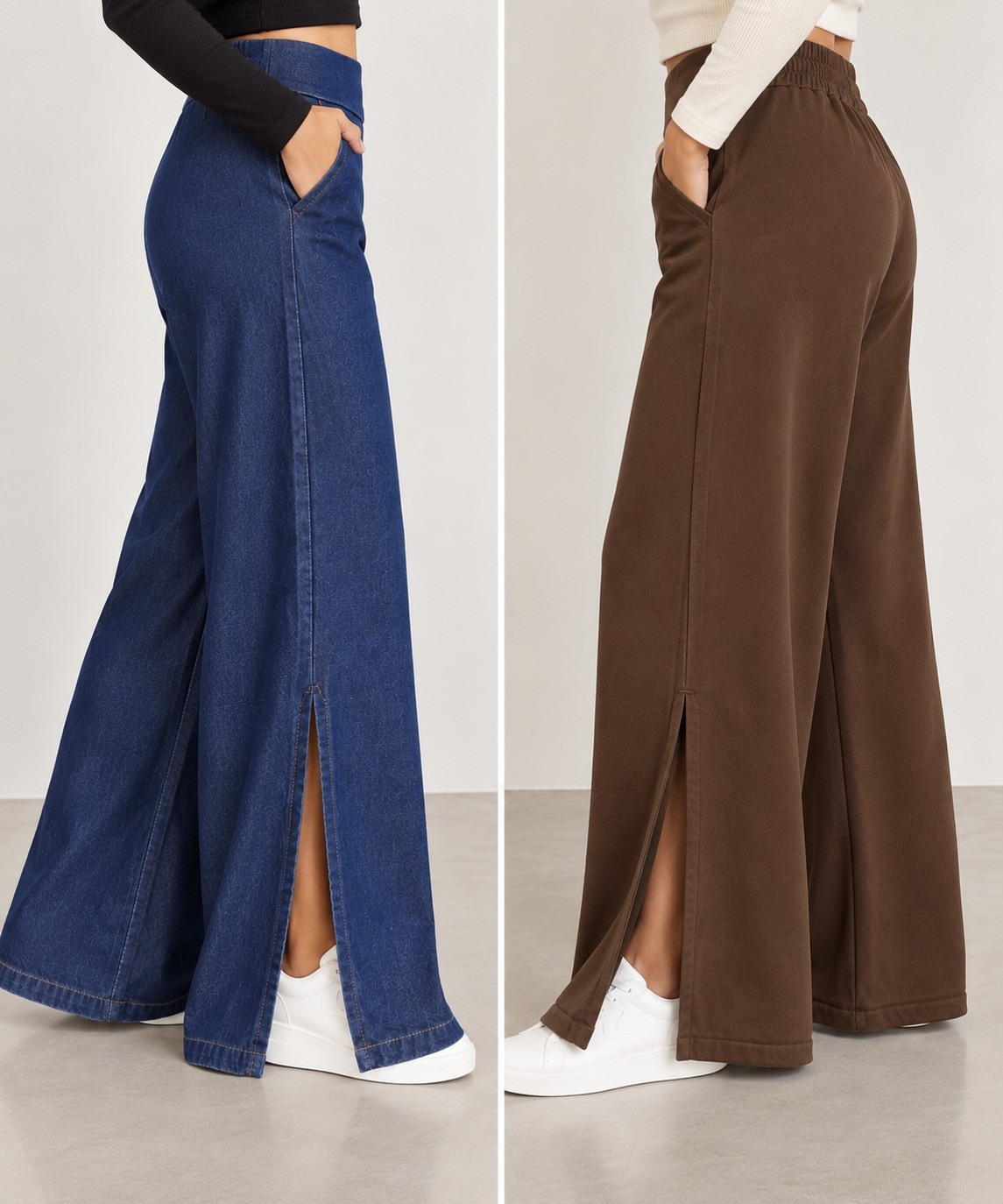 Palazzo Jeans y Gabardina con Tajo - Imagen 3