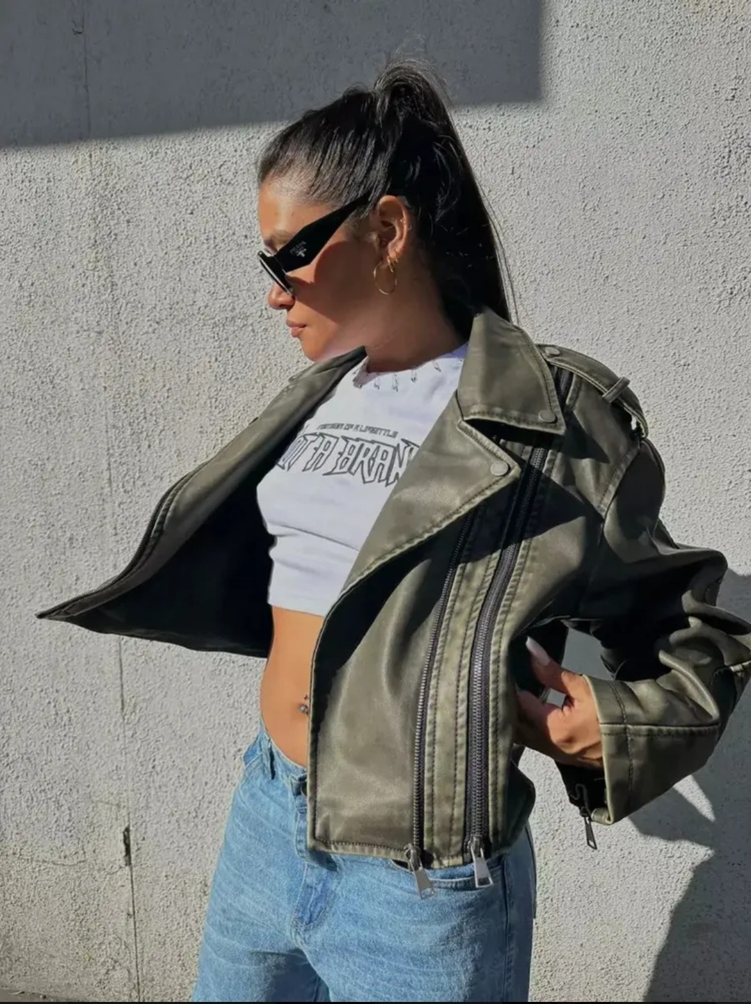 Campera Oversized Doble Cierre Gastada - Imagen 2