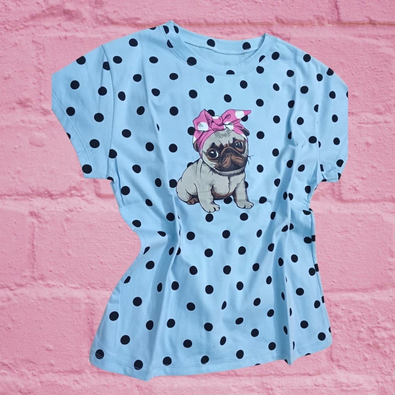 Remera Algodon Peinado Lunares con Estampa Dama - Imagen 2