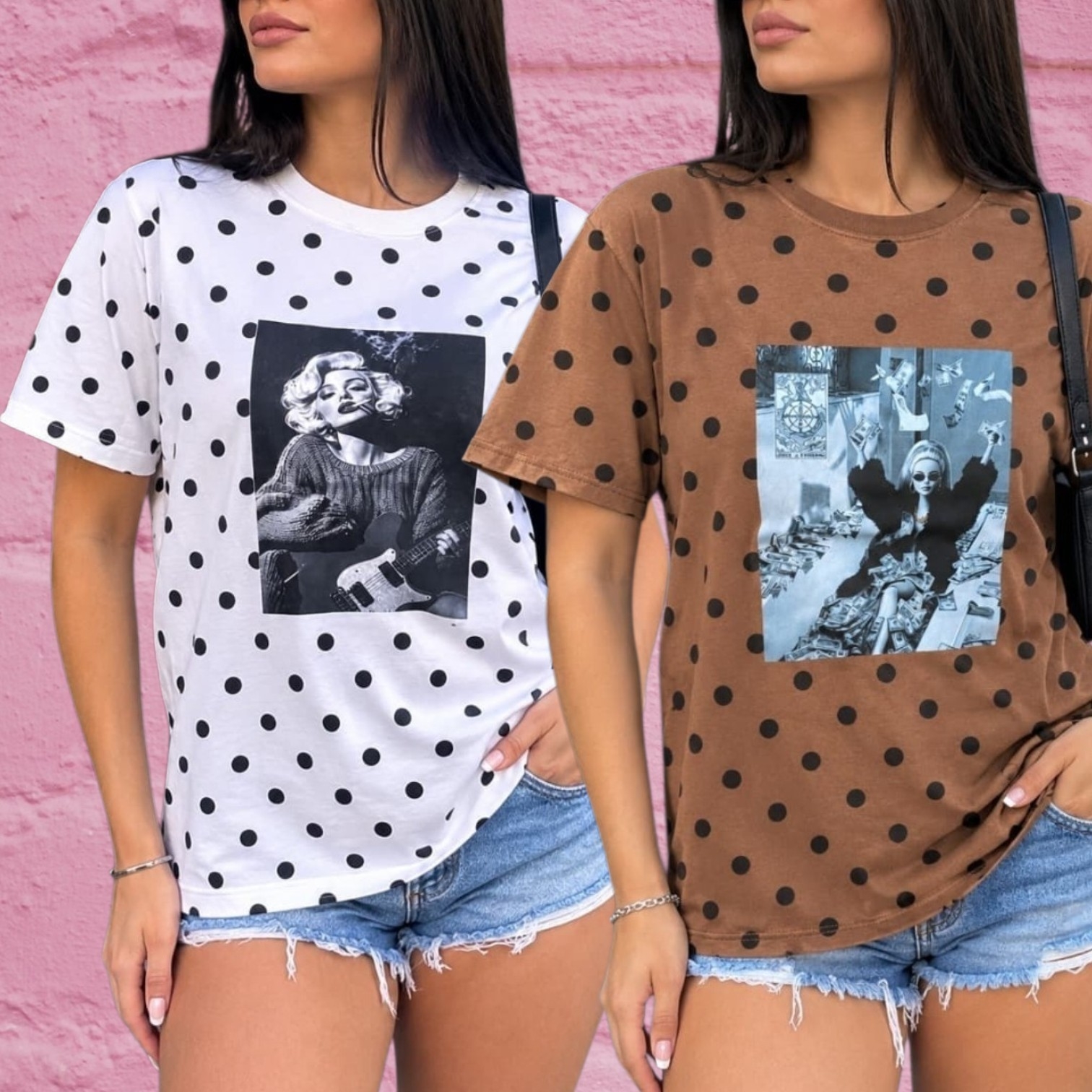 Remera Algodon Peinado Lunares con Estampa Dama - Imagen 3