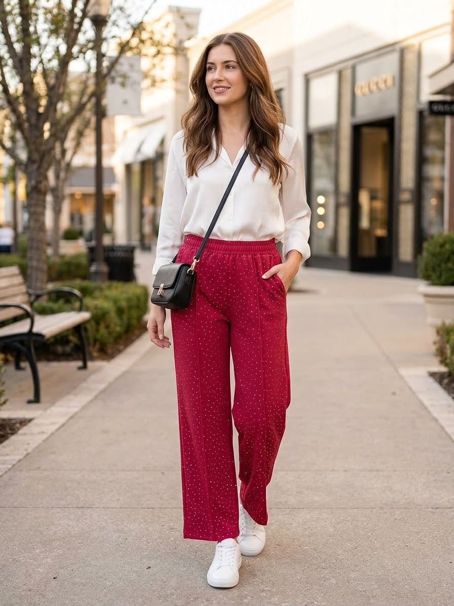 Pantalones Palazos Mujer con Strass - Imagen 3