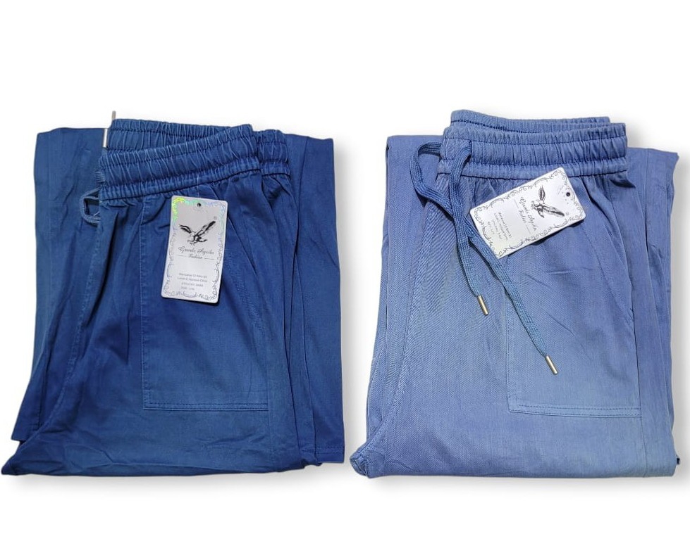 Palazo Wide Leg Color Jean con Elástico en la Cintura Importado - Imagen 3